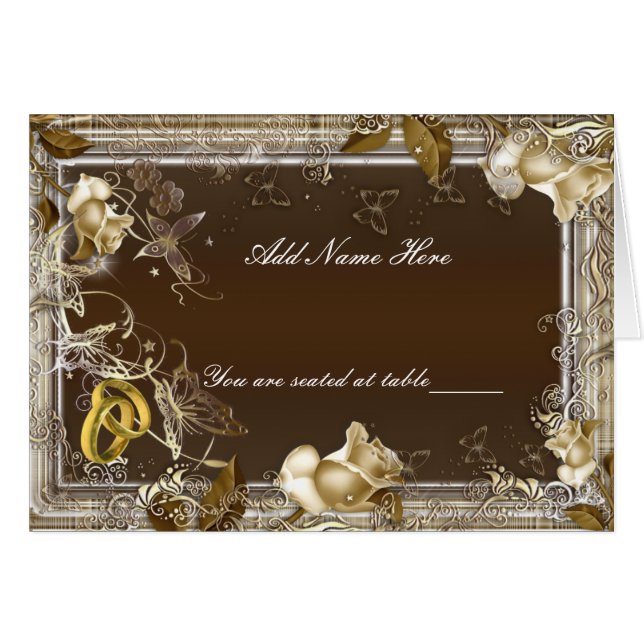Rustic Elegance White Rose Folded Table Place Card (Front Horizontal)