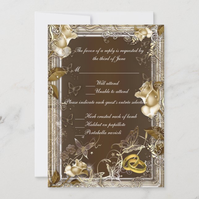Rustic Elegance White Rose Response Card (Front)
