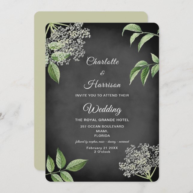Rustic Elegant Baby's Breath Flowers Wedding Invitation (Front/Back)