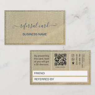 Rustic Elegant Beige Linen Loyalty Card