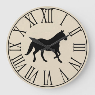 Rustic Elegant Black Horse Silhouette Large Clock