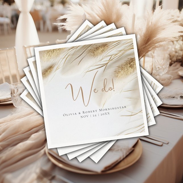 Rustic Elegant Bohemian Floral Gold Pampas  Napkin (Creator Uploaded)