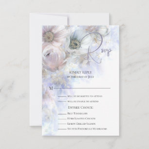 Rustic Elegant Bohemian Floral Gold Pampas  RSVP Card