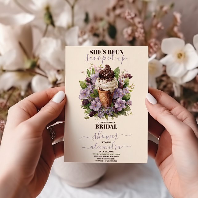 Rustic Elegant Boho Ice Cream Bridal Shower Invitation (Creator Uploaded)