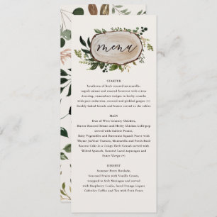 Rustic elegant botanical greenery wedding menu