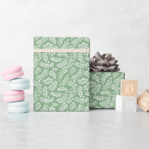 Rustic Elegant Botanical Leaves Sage Green Wrapping Paper