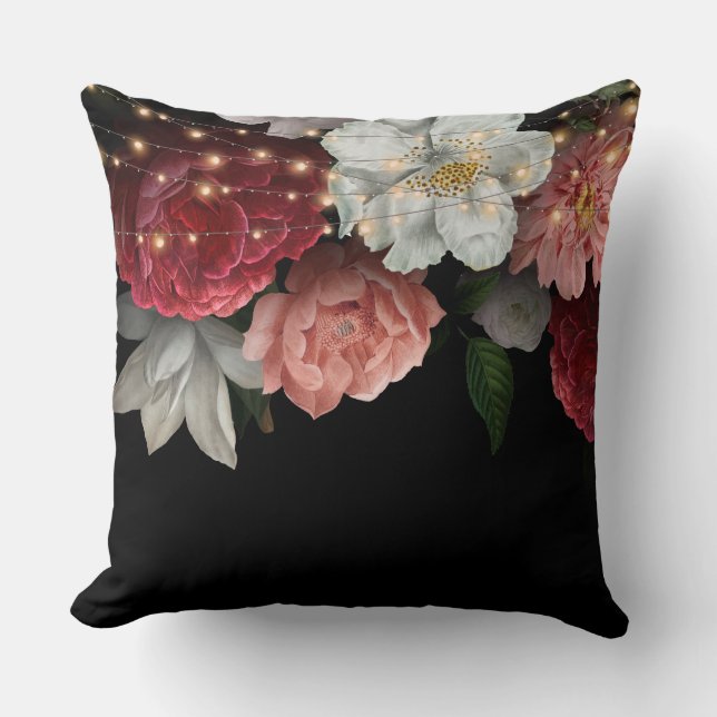 Rustic Elegant burgundy Floral Cushion (Front)