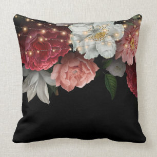 Rustic Elegant burgundy Floral Cushion