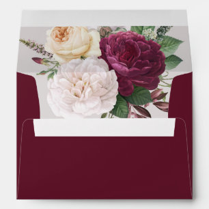 Rustic  elegant  Burgundy floral    Envelope