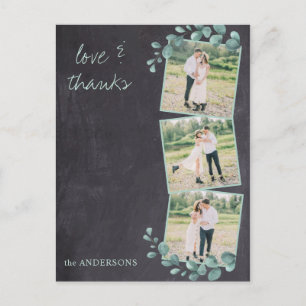 Rustic Elegant Chalkboard Photo Wedding Thank You Postcard