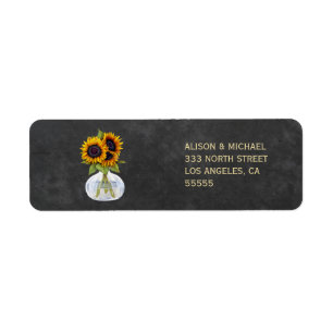 Rustic elegant chalkboard sunflowers address return address label