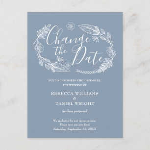 Rustic Elegant Change the Date Floral Postponed Announcement Postcard