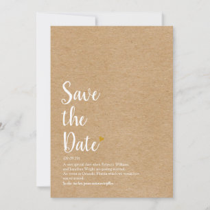 Rustic Elegant Chic Gold Heart Script Definition Save The Date