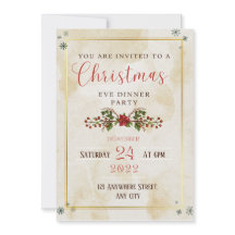 Rustic Elegant christmas eve party invitation