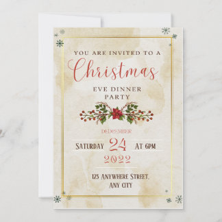 Rustic Elegant christmas eve party invitation