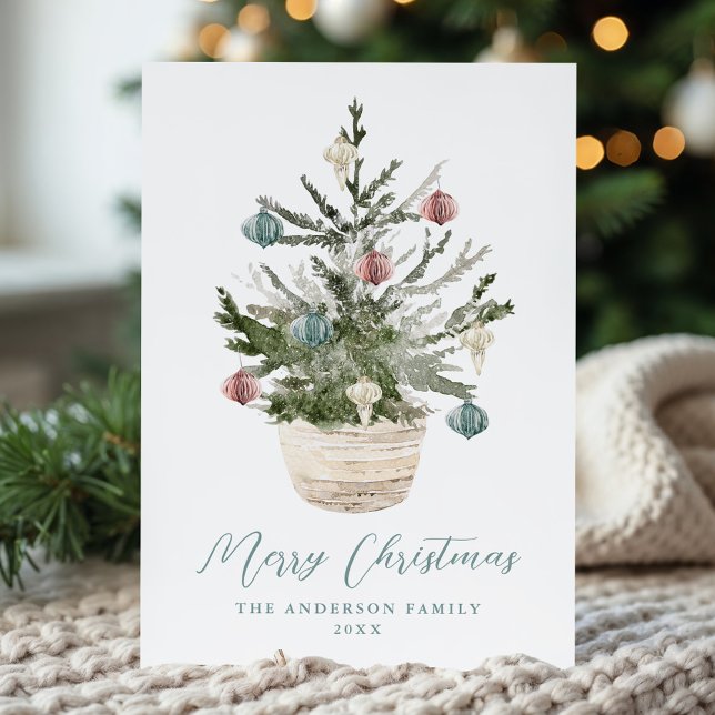 Rustic Elegant Christmas Tree Non-Photo Holiday Card (Creator Uploaded)