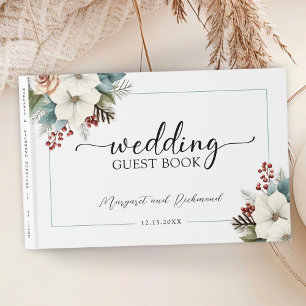 Rustic Elegant Christmas Winter Wedding Guest Book