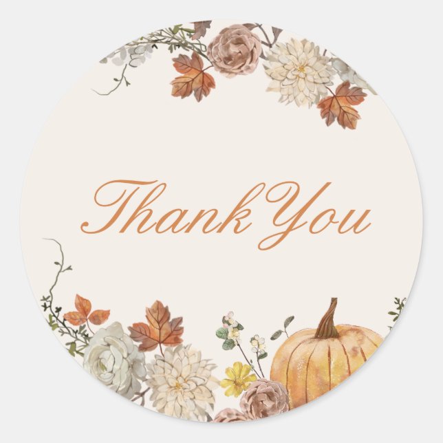 Rustic Elegant Fall Baby Shower Favour Classic Round Sticker (Front)