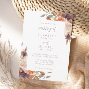 Rustic Elegant Fall Floral Wedding Invitation