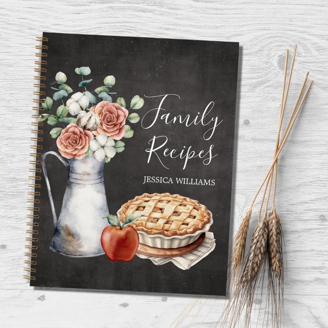 Rustic Elegant Farmhouse Black Family Recipe Book (In situ)