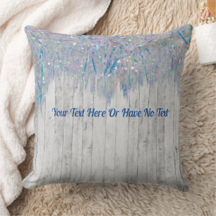 Rustic Elegant Farmhouse Iridescent Rainbow Tinsel Cushion