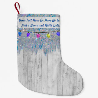 Rustic Elegant Farmhouse Iridescent Rainbow Tinsel Small Christmas Stocking