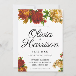 Rustic Elegant Floral All In One Wedding Invitation