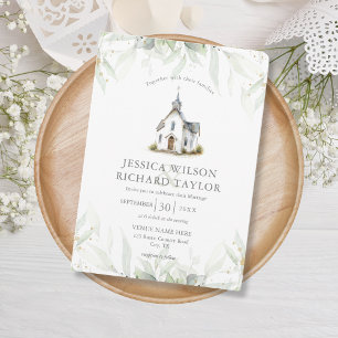 Rustic Elegant Floral Catholic Church Chapel  Invitation