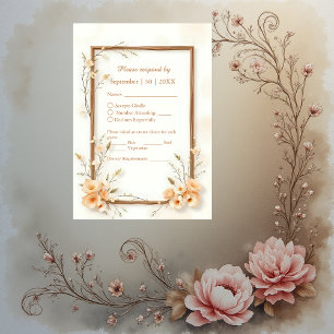 rustic Elegant Floral Neutral RSVP Card