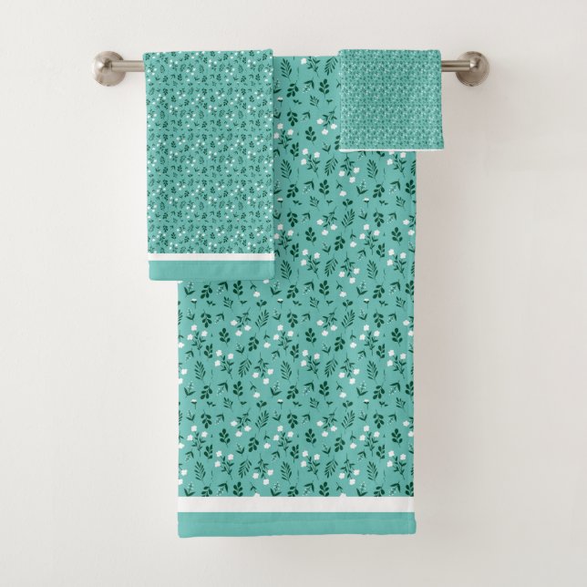 Rustic Elegant  Floral  Pattern Bath Towel Set (Insitu)