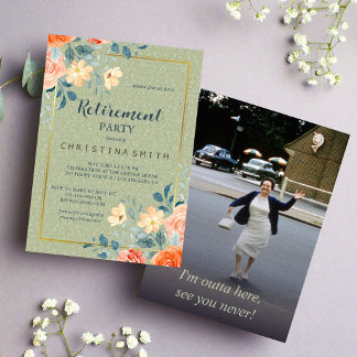 Rustic Elegant Floral Watercolor Retirement Party Invitation