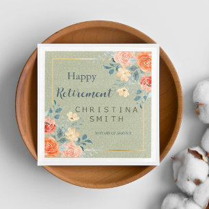 Rustic Elegant Floral Watercolor Retirement Party Napkin