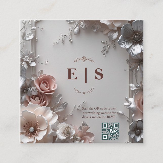 Rustic Elegant Floral Wedding  Enclosure Card (Front)