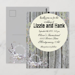 Rustic Elegant Floral Wedding Postcard