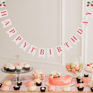 Rustic Elegant Girl's Berry First Birthday Party Bunting