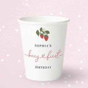 Rustic Elegant Girl's Berry First Birthday Party Paper Cups