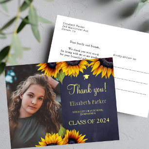 Rustic elegant graduation photo graduate thank you postcard