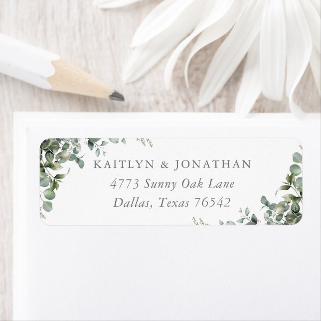 Rustic Elegant Greenery Eucalyptus Return Address Label (Insitu)
