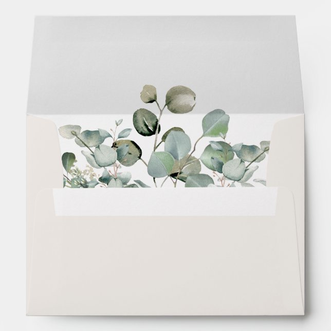 Rustic Elegant Greenery Eucalyptus Wedding Envelope (Back (Bottom))