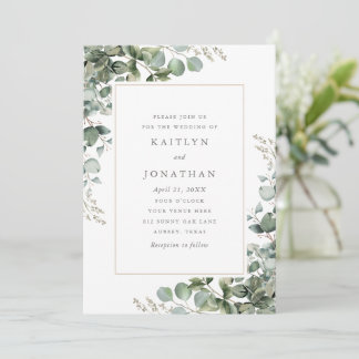 Rustic Elegant Greenery Eucalyptus Wedding Invitation