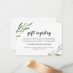 Rustic Elegant Greenery Gift Registry Card