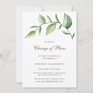 Rustic Elegant Greenery Wedding Postponement Announcement