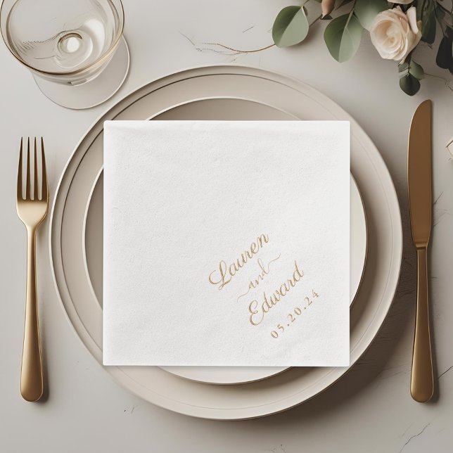 Rustic Elegant Hand Script Wedding Foil Napkins (Creator Uploaded)