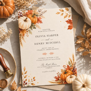 Rustic Elegant Harvest Pumpkin Autumn Wedding Invitation