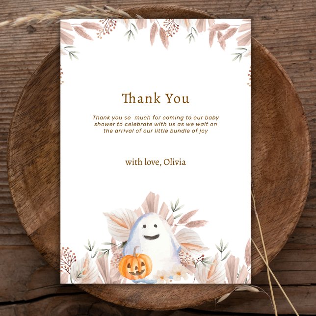 Rustic Elegant Little Boo Boho Ghost Baby Shower  Thank You Card (Rustic Elegant Little Boo Boho Ghost Baby Shower Thank You Card)
