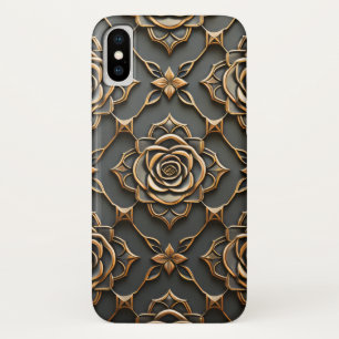 Rustic Elegant Metallic Rose iPhone X Case