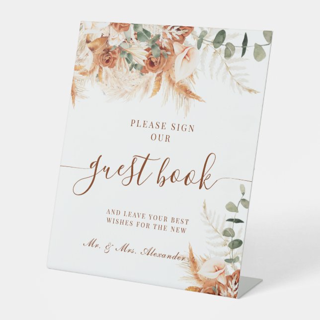 Rustic Elegant Modern Wedding Guest Book Sign (Front)