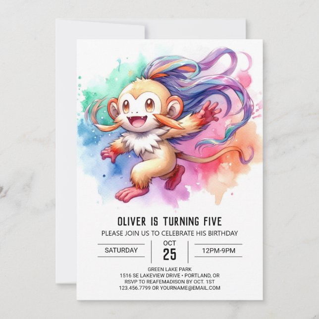 Rustic Elegant Monkey Birthday Invitation (Front)