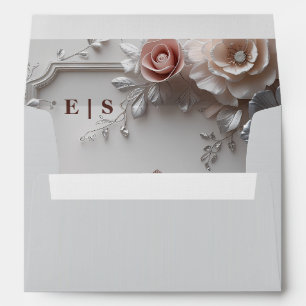 Rustic Elegant Monogram Floral Wedding Envelope