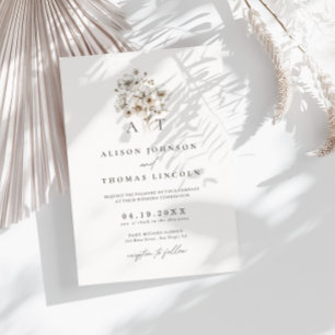 Rustic Elegant Monogram Floral Wedding Invitation